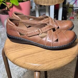 Clarks Ashland Spin Q Soft Cushion Women's Leather Shoes Size 8.5